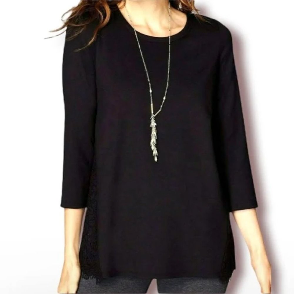 J. Jill Ponte Knit Lace Back Tunic